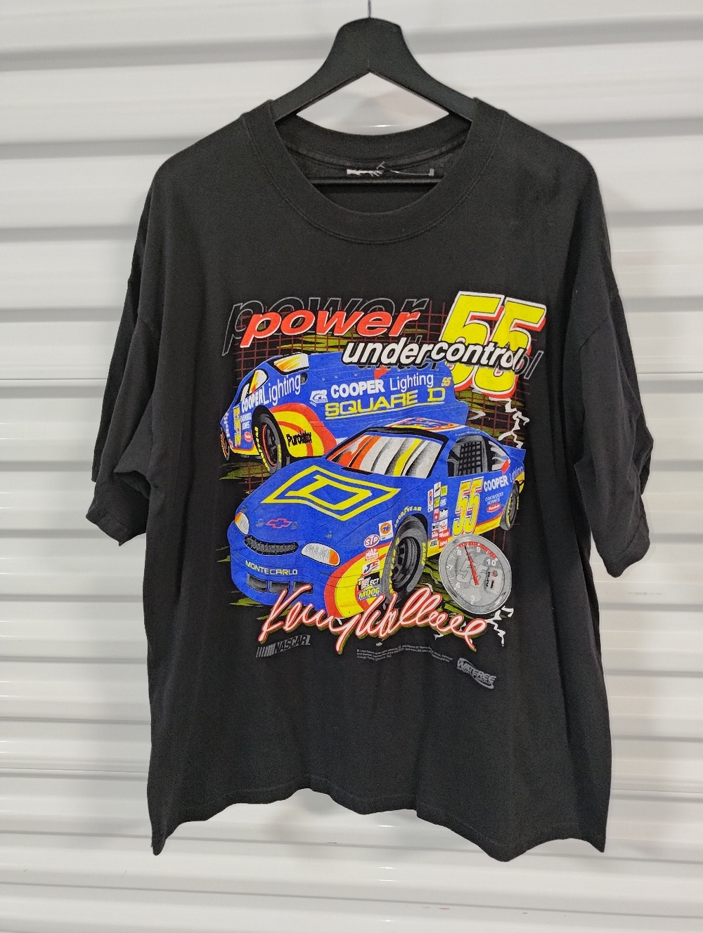 Vtg 1999 NASCAR Kenny Wallace Square D Power Uncontrolled Racing T-Shirt XL